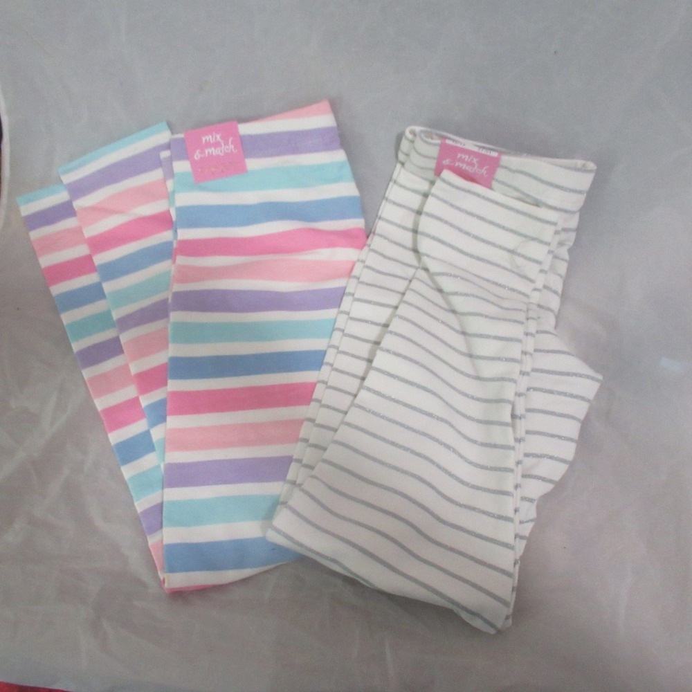 Cynthia Rowley Leggings Kids 10/12 Multi Color New 2 Pack Striped Glitter